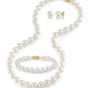 7.0-7.5mm White Freshwater Pearl Necklace, Bracelet & Earrings